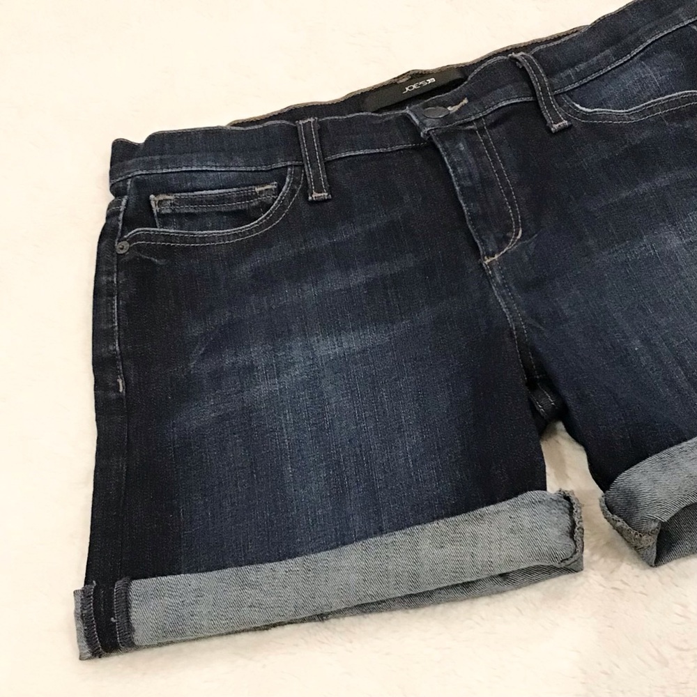 Joe’s Jeans 27 (US 4) Women's Denim Shorts Dark Blue Cuffed Monroe CRLMON4870 - Picture 3 of 10
